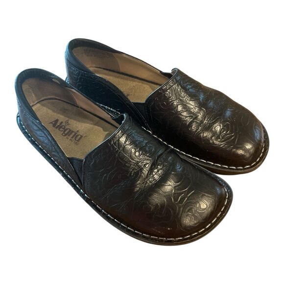 Alegria Deb 531 Debra Rose Embossed Black Leather Shoes Size 38 - 8-8.5 US - Picture 3 of 16